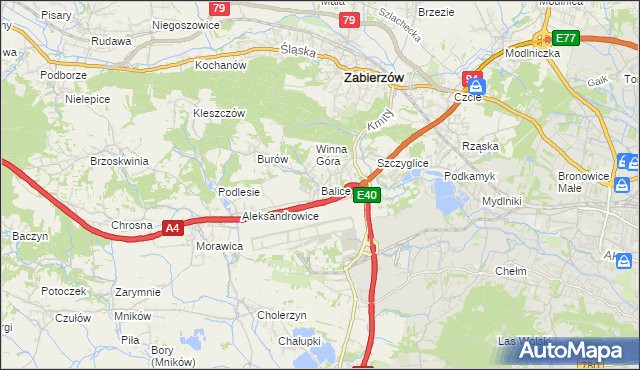 mapa Balice gmina Zabierzów, Balice gmina Zabierzów na mapie Targeo