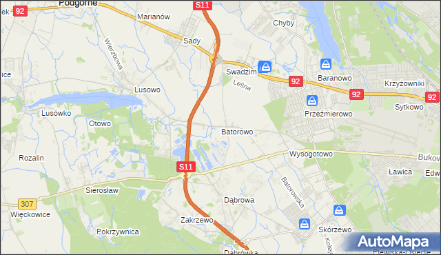 mapa Batorowo gmina Tarnowo Podgórne, Batorowo gmina Tarnowo Podgórne na mapie Targeo
