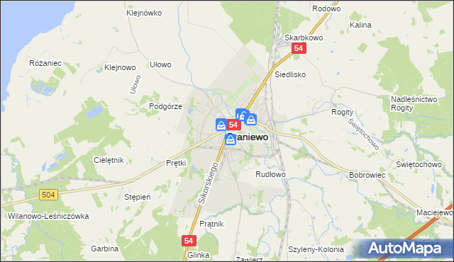 mapa Braniewo, Braniewo na mapie Targeo