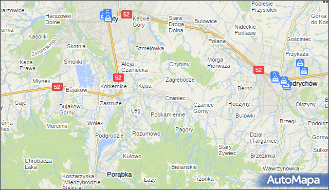 mapa Czaniec, Czaniec na mapie Targeo