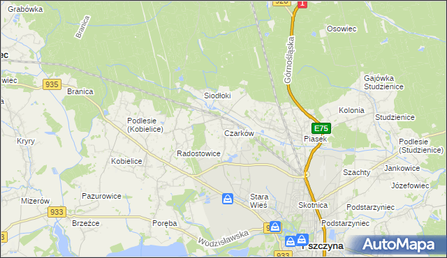 mapa Czarków gmina Pszczyna, Czarków gmina Pszczyna na mapie Targeo
