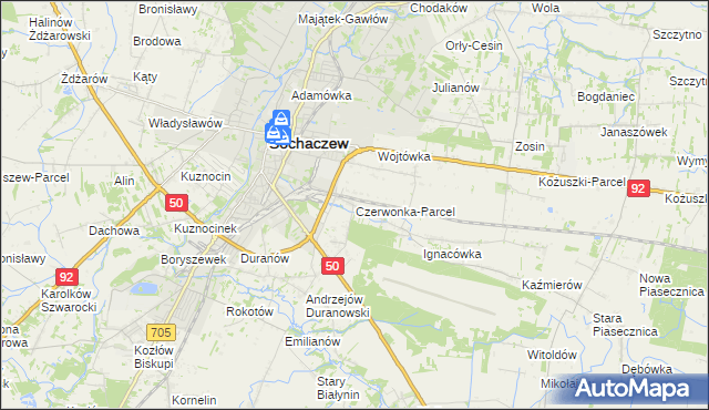 mapa Czerwonka-Parcel, Czerwonka-Parcel na mapie Targeo