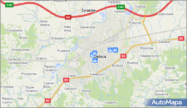 mapa Dębicy, Dębica na mapie Targeo