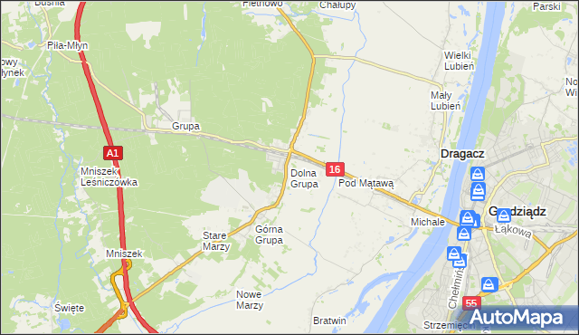 mapa Dolna Grupa, Dolna Grupa na mapie Targeo