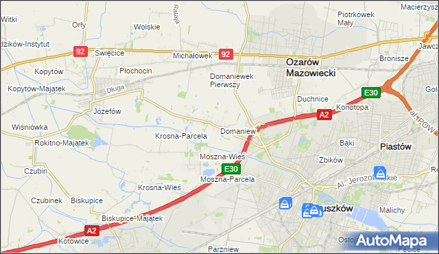 mapa Domaniew gmina Brwinów, Domaniew gmina Brwinów na mapie Targeo