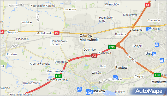 mapa Duchnice, Duchnice na mapie Targeo