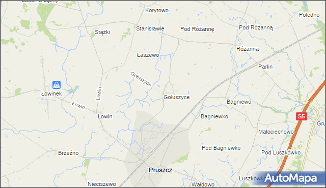 mapa Gołuszyce, Gołuszyce na mapie Targeo