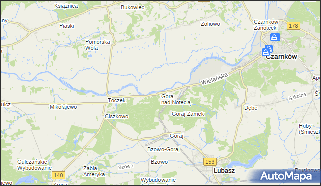 mapa Góra nad Notecią, Góra nad Notecią na mapie Targeo