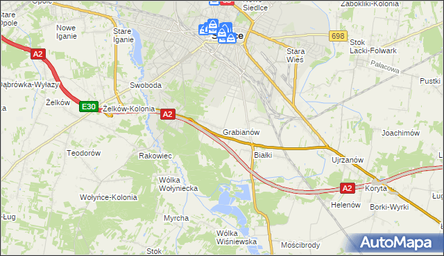 mapa Grabianów, Grabianów na mapie Targeo