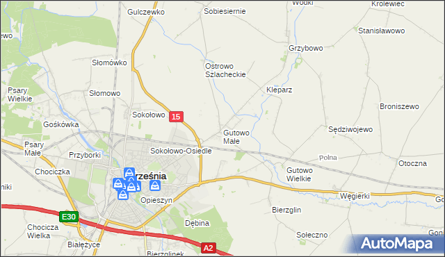 mapa Gutowo Małe, Gutowo Małe na mapie Targeo