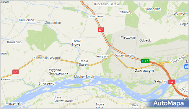 mapa Henrysin gmina Zakroczym, Henrysin gmina Zakroczym na mapie Targeo