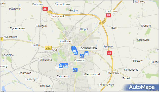 mapa Inowrocławia, Inowrocław na mapie Targeo