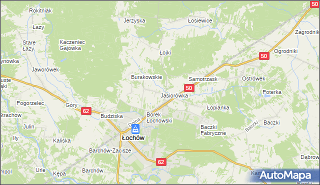 mapa Jasiorówka, Jasiorówka na mapie Targeo