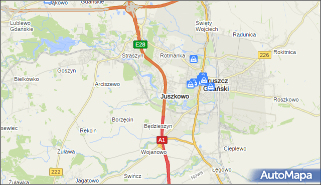 mapa Juszkowo, Juszkowo na mapie Targeo