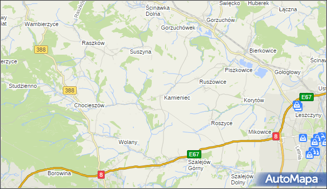 mapa Kamieniec gmina Kłodzko, Kamieniec gmina Kłodzko na mapie Targeo