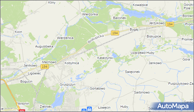 mapa Katarzynki gmina Swarzędz, Katarzynki gmina Swarzędz na mapie Targeo