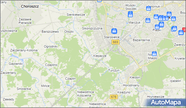 mapa Klepacze gmina Choroszcz, Klepacze gmina Choroszcz na mapie Targeo