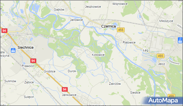mapa Kotowice gmina Siechnice, Kotowice gmina Siechnice na mapie Targeo