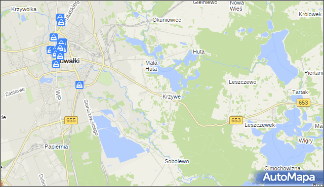 mapa Krzywe gmina Suwałki, Krzywe gmina Suwałki na mapie Targeo