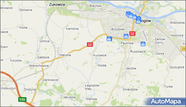 mapa Kurowice gmina Jerzmanowa, Kurowice gmina Jerzmanowa na mapie Targeo