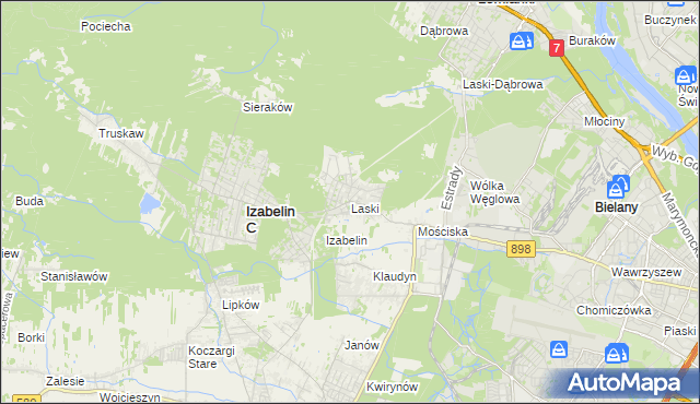 mapa Laski gmina Izabelin, Laski gmina Izabelin na mapie Targeo