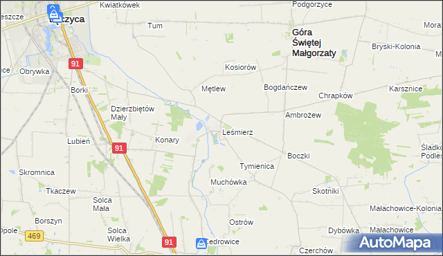 mapa Leśmierz, Leśmierz na mapie Targeo