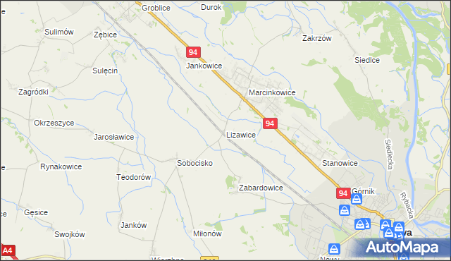 mapa Lizawice, Lizawice na mapie Targeo