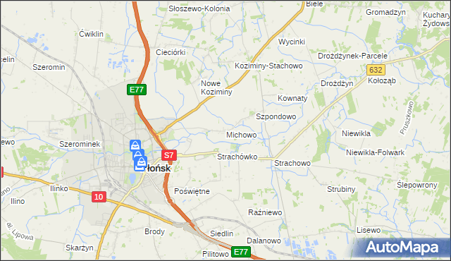 mapa Michowo, Michowo na mapie Targeo