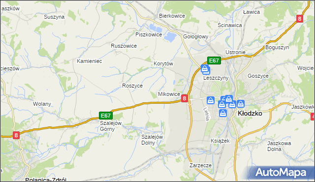 mapa Mikowice gmina Kłodzko, Mikowice gmina Kłodzko na mapie Targeo