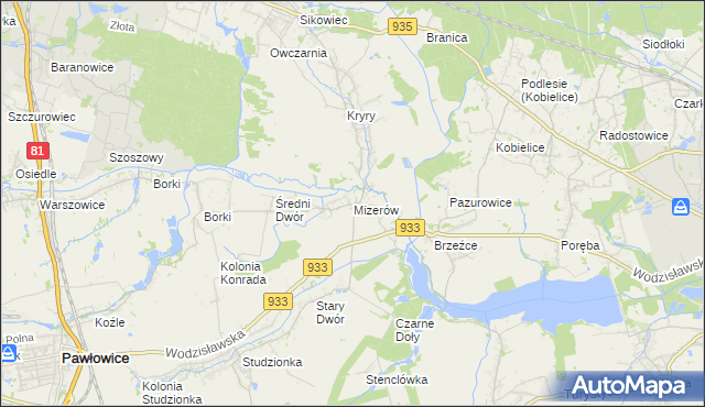 mapa Mizerów, Mizerów na mapie Targeo