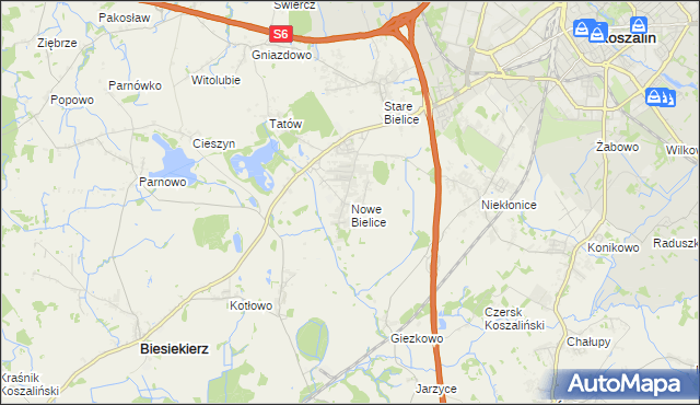 mapa Nowe Bielice, Nowe Bielice na mapie Targeo