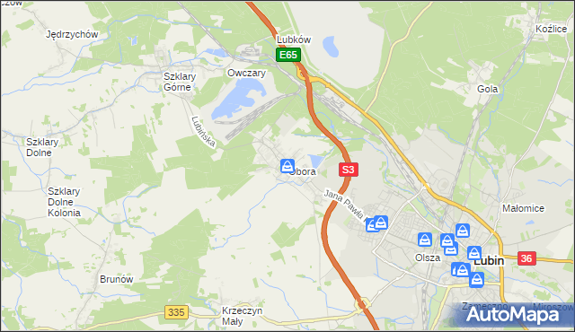 mapa Obora gmina Lubin, Obora gmina Lubin na mapie Targeo
