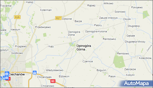 mapa Opinogóra Górna, Opinogóra Górna na mapie Targeo