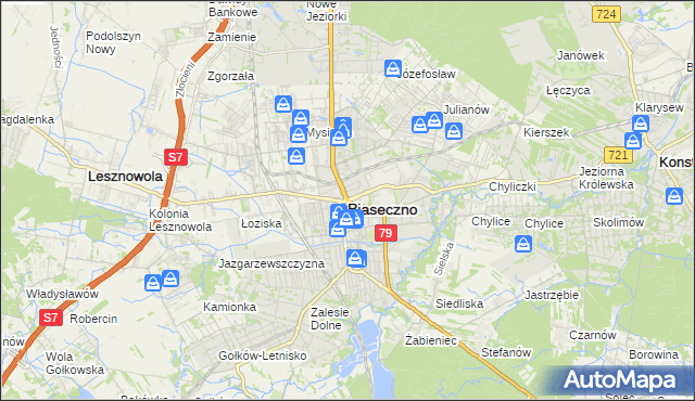 mapa Piaseczno, Piaseczno na mapie Targeo