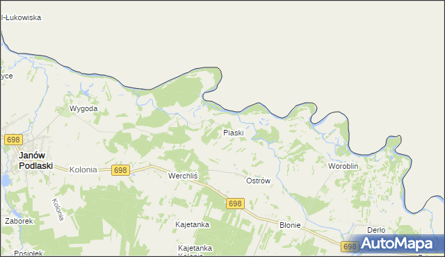 mapa Piaski gmina Janów Podlaski, Piaski gmina Janów Podlaski na mapie Targeo