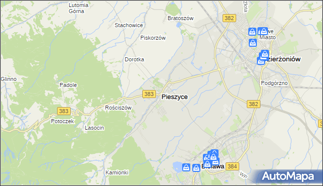 mapa Pieszyce, Pieszyce na mapie Targeo