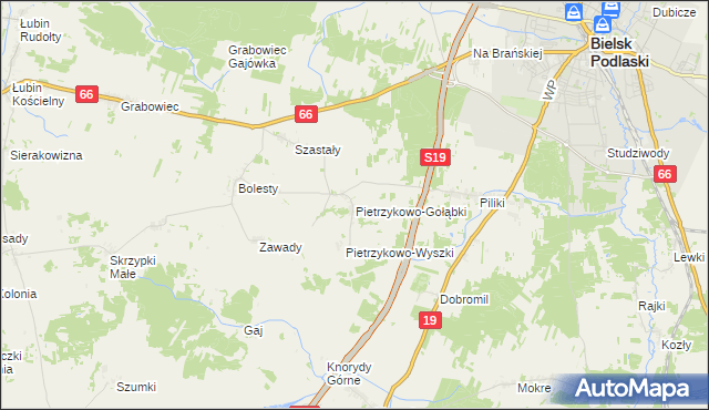 mapa Pietrzykowo-Gołąbki, Pietrzykowo-Gołąbki na mapie Targeo