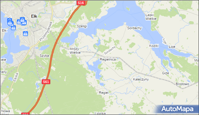 mapa Regielnica, Regielnica na mapie Targeo