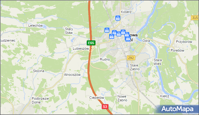 mapa Rudno gmina Nowa Sól, Rudno gmina Nowa Sól na mapie Targeo