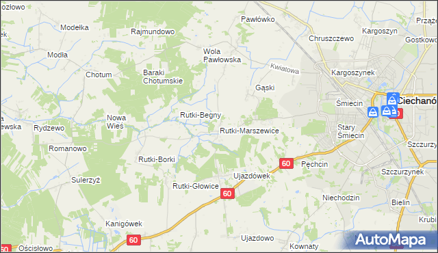 mapa Rutki-Marszewice, Rutki-Marszewice na mapie Targeo