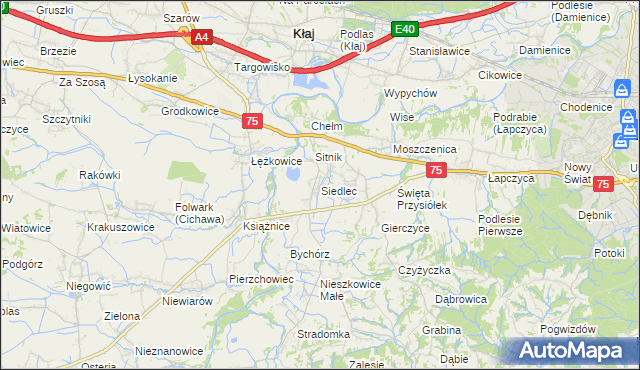 mapa Siedlec gmina Bochnia, Siedlec gmina Bochnia na mapie Targeo