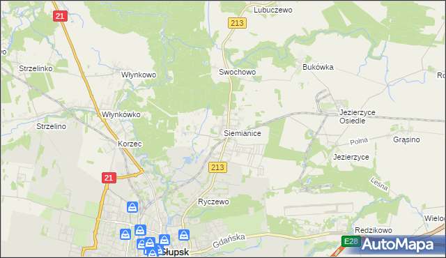 mapa Siemianice gmina Słupsk, Siemianice gmina Słupsk na mapie Targeo