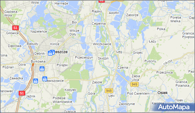mapa Skidziń, Skidziń na mapie Targeo