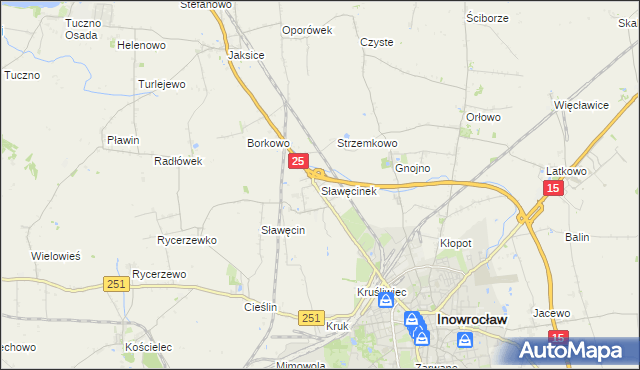 mapa Sławęcinek gmina Inowrocław, Sławęcinek gmina Inowrocław na mapie Targeo