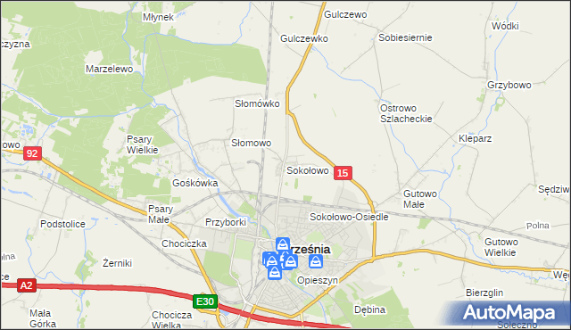 mapa Sokołowo gmina Września, Sokołowo gmina Września na mapie Targeo