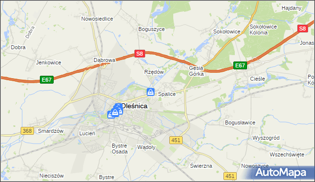 mapa Spalice, Spalice na mapie Targeo
