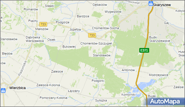 mapa Stanisławów gmina Skaryszew, Stanisławów gmina Skaryszew na mapie Targeo