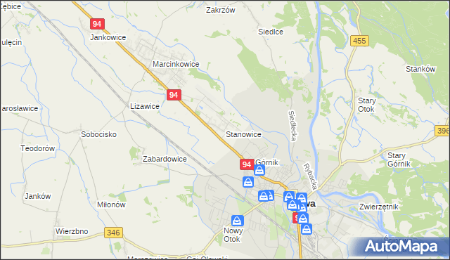 mapa Stanowice gmina Oława, Stanowice gmina Oława na mapie Targeo
