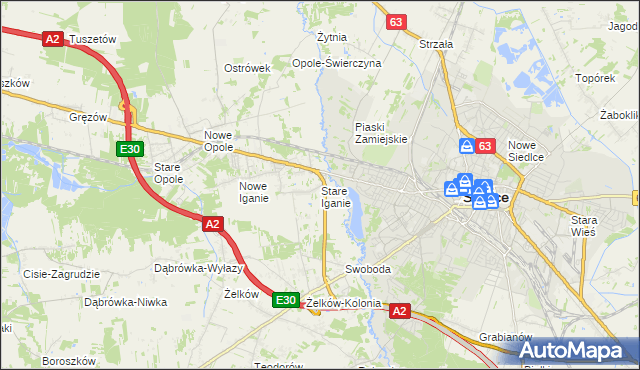 mapa Stare Iganie, Stare Iganie na mapie Targeo