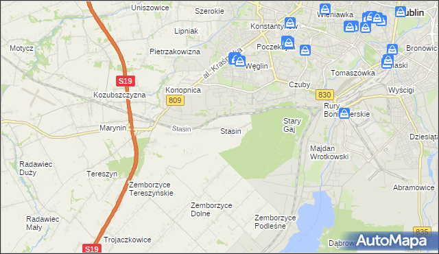 mapa Stasin gmina Konopnica, Stasin gmina Konopnica na mapie Targeo